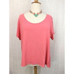 JCP Boutique Lace Back T-shirt Plus Size 3X